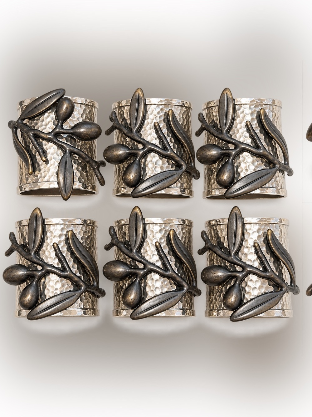 Silver and Black Leaf Napkin Rings